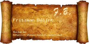 Fritzman Bálint névjegykártya